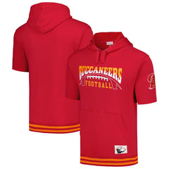 Tampa Bay Buccaneers Pre-Game Short Sleeve Pullover Hoodie - Red - Mitchell & Ness