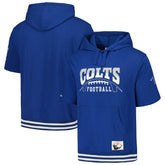 Indianapolis Colts Pre-Game Short Sleeve Pullover Hoodie - Royal - Mitchell & Ness