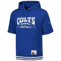Indianapolis Colts Pre-Game Short Sleeve Pullover Hoodie - Royal - Mitchell & Ness