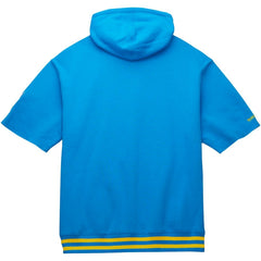 Los Angeles Chargers Pre-Game Short Sleeve Pullover Hoodie - Powder Blue - Mitchell & Ness