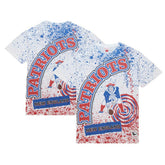 New England Patriots Team Burst Sublimated T-Shirt - White - Mitchell & Ness