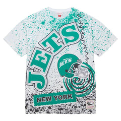 New York Jets Team Burst Sublimated T-Shirt - White - Mitchell & Ness