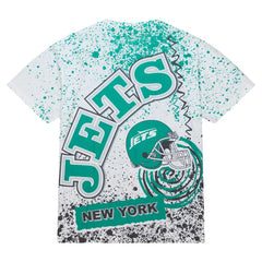 New York Jets Team Burst Sublimated T-Shirt - White - Mitchell & Ness