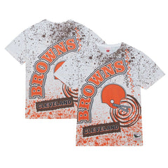 Cleveland Browns Team Burst Sublimated T-Shirt - White - Mitchell & Ness