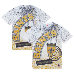 New Orleans Saints Team Burst Sublimated T-Shirt - White - Mitchell & Ness