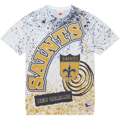 New Orleans Saints Team Burst Sublimated T-Shirt - White - Mitchell & Ness