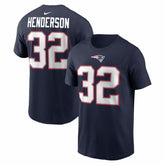 TreVeyon Henderson New England Patriots Name & Number T-Shirt - Navy - Nike
