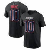 Drake Maye New England Patriots Carbon Name & Number T-Shirt - Black - Nike