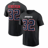 TreVeyon Henderson New England Patriots Carbon Name & Number T-Shirt - Black - Nike