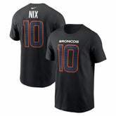Bo Nix Denver Broncos Carbon Name & Number T-Shirt - Black - Nike