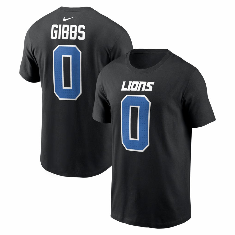 Jahmyr Gibbs Detroit Lions Carbon Name & Number T-Shirt - Black - Nike