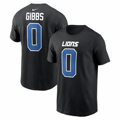 Jahmyr Gibbs Detroit Lions Carbon Name & Number T-Shirt - Black - Nike