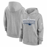 New England Patriots Women's 2025 AFC Champions Locker Room Trophy Collection Club Fleece Hoodie - Heather Gray - Nike