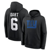 Jaxson Dart New York Giants Player Name & Number Fleece Hoodie - Black - Nike