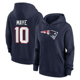 Drake Maye New England Patriots Women's Player Name & Number Fleece Hoodie - Navy - Nike