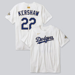 Clayton Kershaw Los Angeles Dodgers Nike 2026 Gold Collection Player Name & Number T-Shirt Outlet