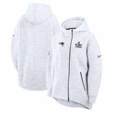 New England Patriots Women's Super Bowl LX Opening Night Tech Fleece Full-Zip Hoodie - Heather Gray - Nike