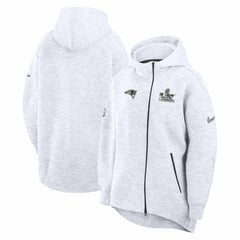 New England Patriots Women's Super Bowl LX Opening Night Tech Fleece Full-Zip Hoodie - Heather Gray - Nike