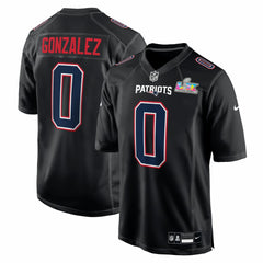 Christian Gonzalez New England Patriots Super Bowl LX Patch Carbon Fashion Game Jersey - Black - Nike
