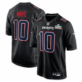 Drake Maye New England Patriots Super Bowl LX Patch Carbon Fashion Game Jersey - Black - Nike