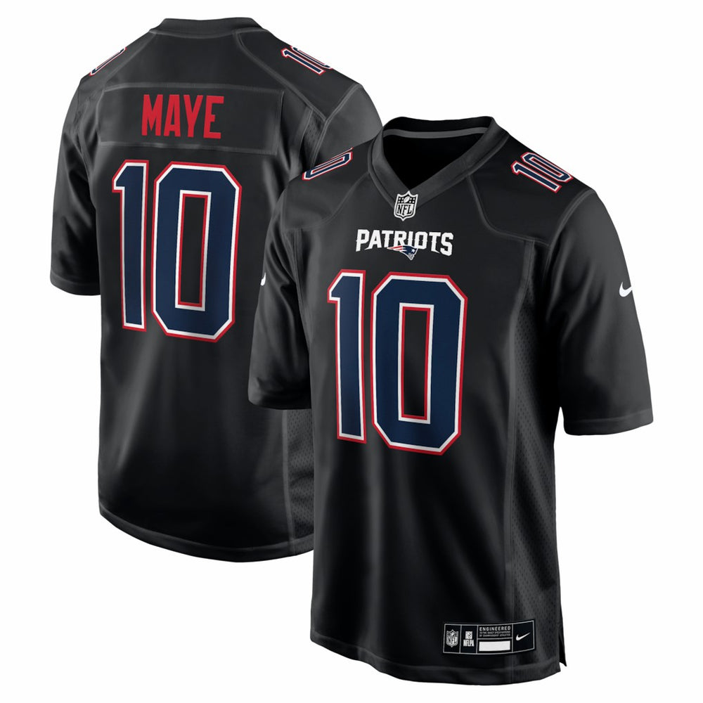 Drake Maye New England Patriots Game Jersey - Carbon Black - Nike