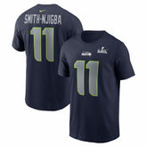 Jaxon Smith-Njigba Seattle Seahawks Super Bowl LX Patch Name & Number T-Shirt - College Navy - Nike