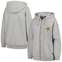 Minnesota Vikings The Wild Collective Women's Faux Fur Lined Tri-Blend Full-Zip Hoodie - Gray - NFL