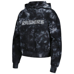 Las Vegas Raiders The Wild Collective Women's Tie-Dye Cropped Pullover Hoodie - Black - NFL