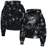 Minnesota Vikings The Wild Collective Women's Tie-Dye Cropped Pullover Hoodie - Black - NFL