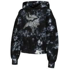 Minnesota Vikings The Wild Collective Women's Tie-Dye Cropped Pullover Hoodie - Black - NFL