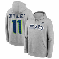 Jaxon Smith-Njigba Seattle Seahawks Super Bowl LX Patch Name & Number Hoodie - Heather Gray - Nike