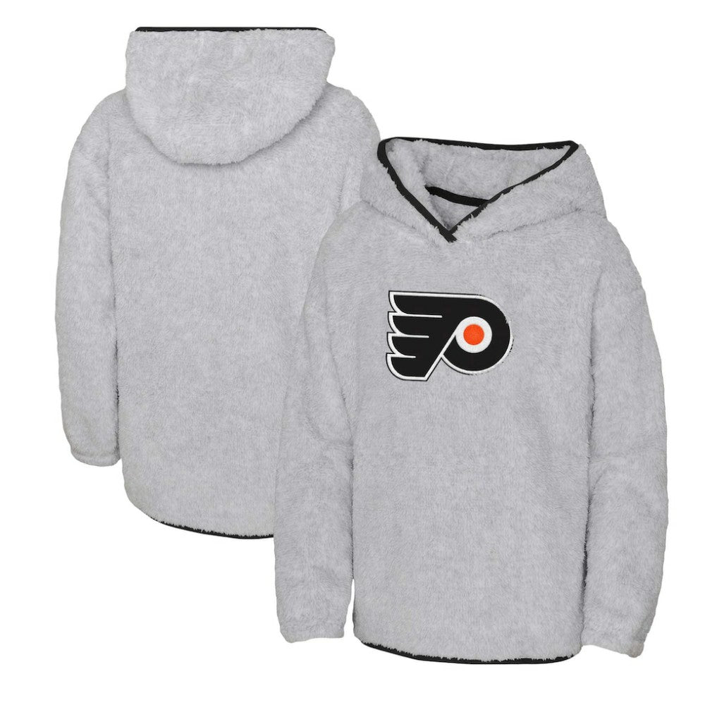 Philadelphia Flyers Girls Youth Ultimate Teddy Fleece Pullover Hoodie - Heather Gray | NHL Lifestyle