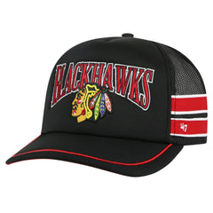 Chicago Blackhawks '47 Sideband Stripes Trucker Snapback Hat - Black | 47 brand sale