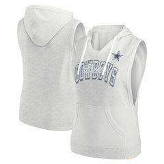 Dallas Cowboys Women's Lounge Script Sleeveless V-Neck Pullover Hoodie - Oatmeal - Fanatics