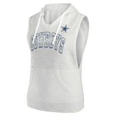 Dallas Cowboys Women's Lounge Script Sleeveless V-Neck Pullover Hoodie - Oatmeal - Fanatics