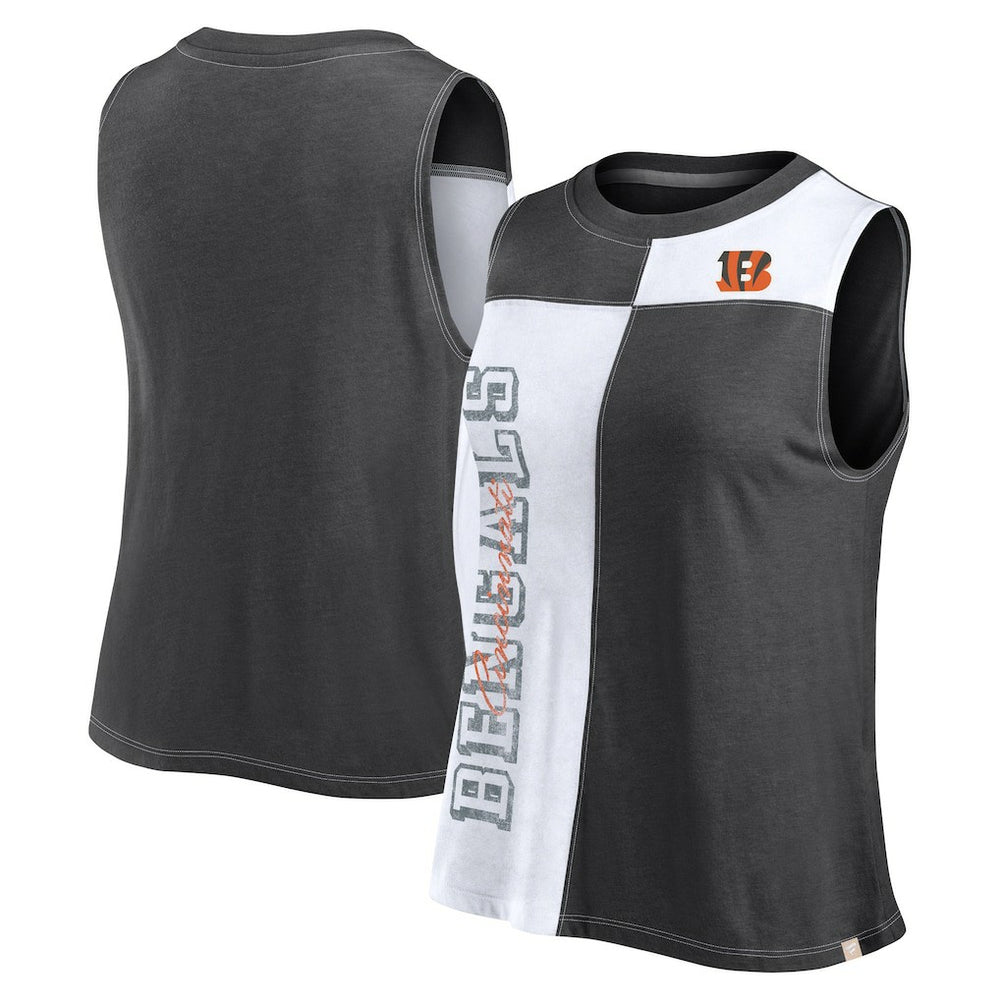 Cincinnati Bengals FanaticsWomen's Script Color Block Tank Top - Black/White - Fanatics