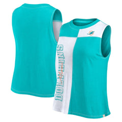 Miami Dolphins FanaticsWomen's Script Color Block Tank Top - Aqua/White - Fanatics