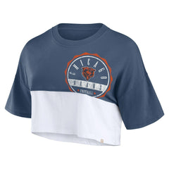 Chicago Bears Women's Boxy Color Split Cropped T-Shirt - Navy/White - Fanatics