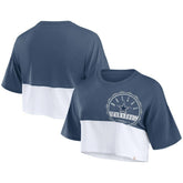 Dallas Cowboys Women's Boxy Color Split Cropped T-Shirt - Navy/White - Fanatics