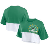 Green Bay Packers Women's Boxy Color Split Cropped T-Shirt - Green/White - Fanatics