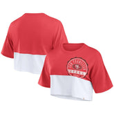 San Francisco 49ers Women's Boxy Color Split Cropped T-Shirt - Scarlet/White - Fanatics