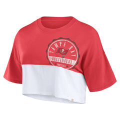 Tampa Bay Buccaneers Women's Boxy Color Split Cropped T-Shirt - Red/White - Fanatics