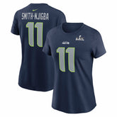 Jaxon Smith-Njigba Seattle Seahawks Women's Super Bowl LX Patch Name & Number T-Shirt - College Navy - Nike