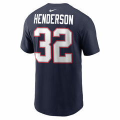 TreVeyon Henderson New England Patriots Super Bowl LX Patch Name & Number T-Shirt - Navy - Nike
