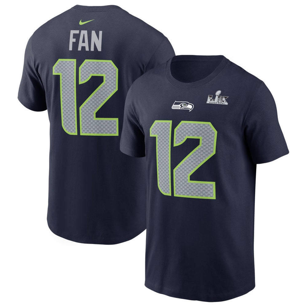 12s Seattle Seahawks Super Bowl LX Patch Name & Number T-Shirt - College Navy - Nike