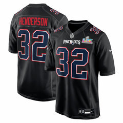 TreVeyon Henderson New England Patriots Super Bowl LX Patch Carbon Fashion Game Jersey - Black - Nike