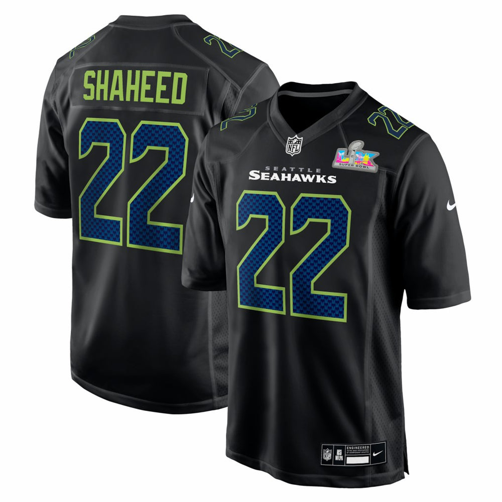 Rashid Shaheed Seattle Seahawks Super Bowl LX Patch Carbon Fashion Game Jersey - Black - Nike