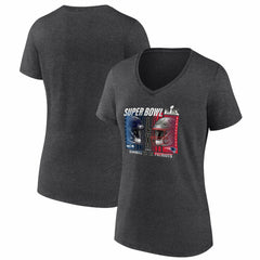 New England Patriots vs. Seattle Seahawks Women's Super Bowl LX Matchup Final Battle V-Neck T-Shirt - Heather Charcoal - Fanatics