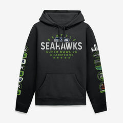 Seattle Seahawks Super Bowl LX Champions Banner Year Hoodie - Black - Fanatics