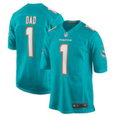 Number 1 Dad Miami Dolphins Game Jersey - Aqua - Nike